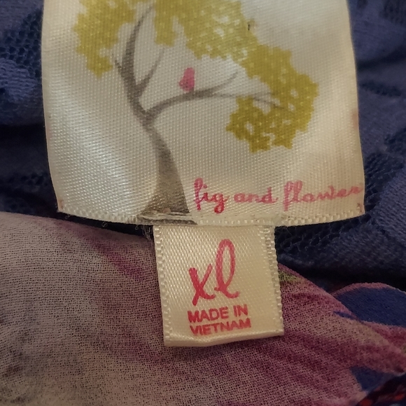 Anthropolgie fig & flower Bohemian floral, lace blouse xl - Picture 7 of 11